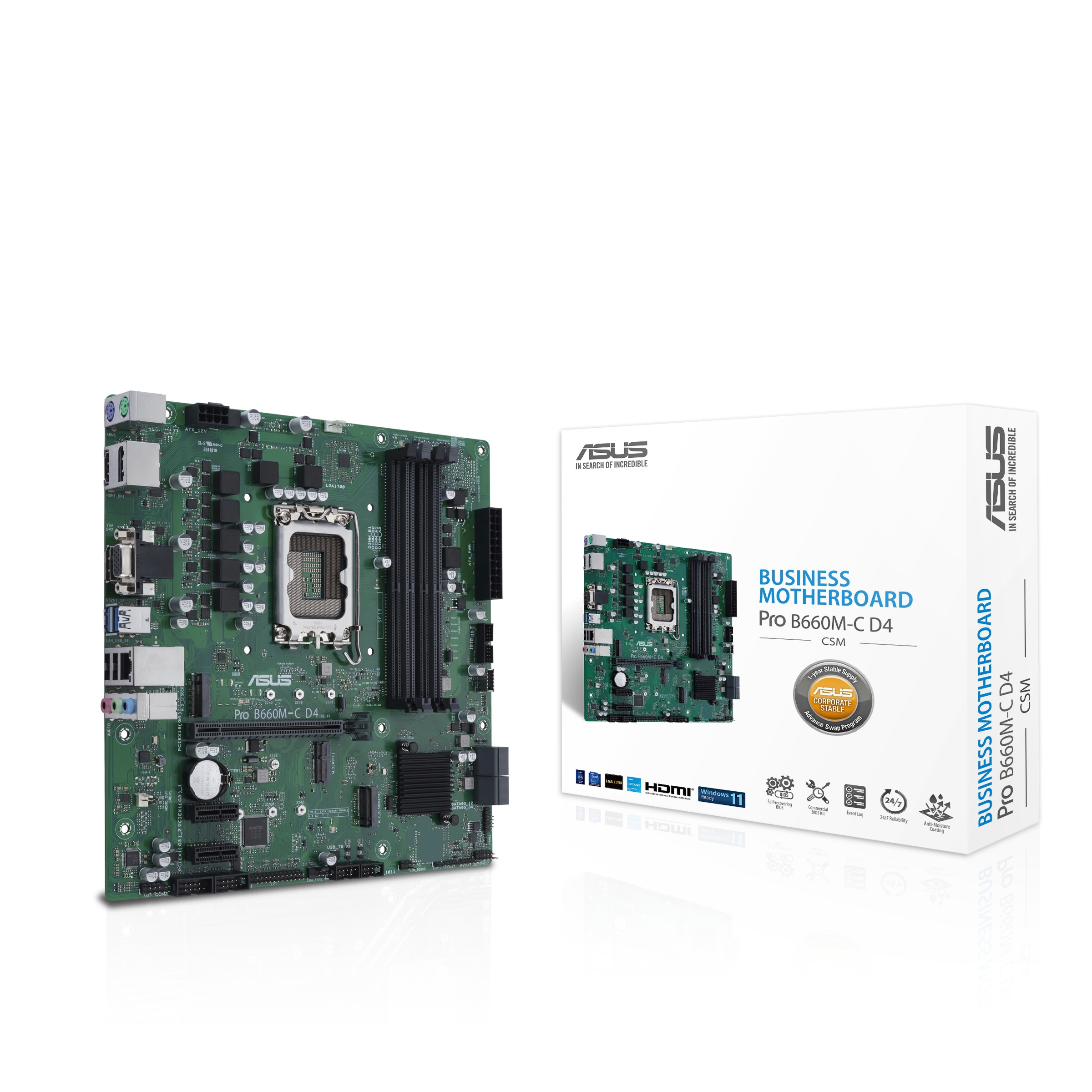 Scheda Madre Intel ASUS PRO B660M-C DDR4-CSM LGA 1700 Micro-ATX